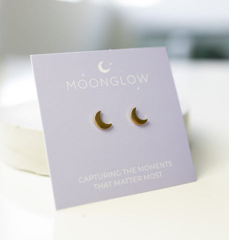 GWP Lunar Love Crescent Studs in Gold