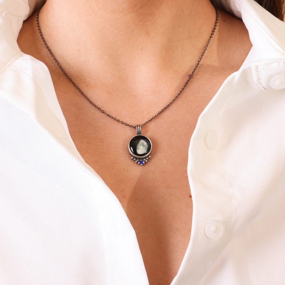 Classic Pewter Birthstone Necklace