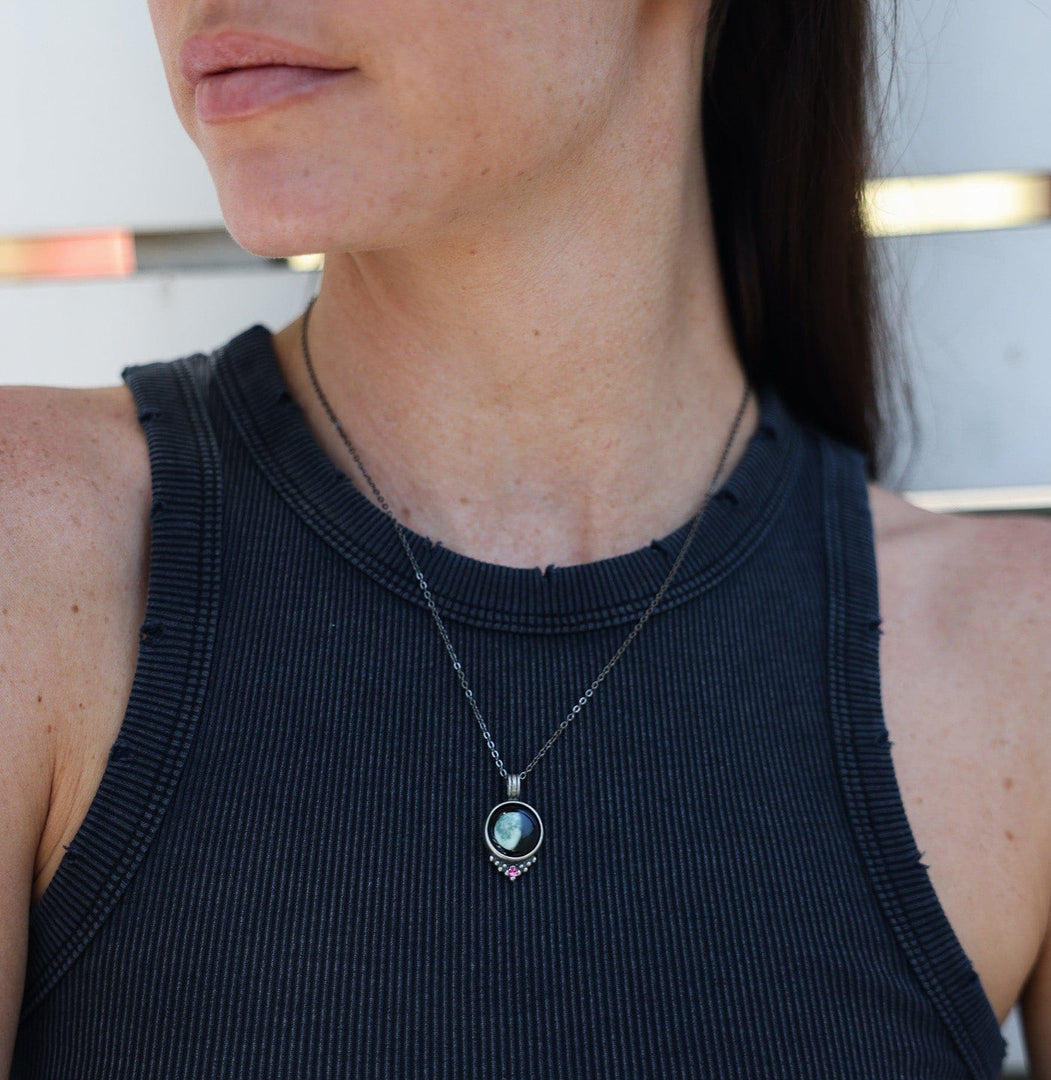 Classic Pewter Birthstone Necklace