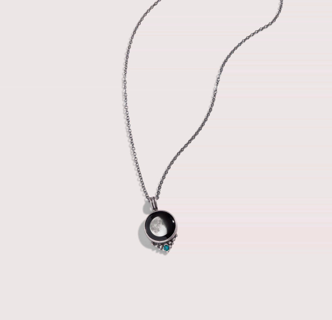Classic Pewter Birthstone Necklace