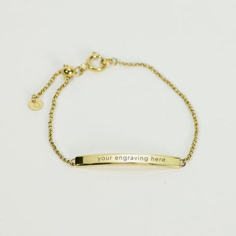 Engraved Bar Bracelet in Gold