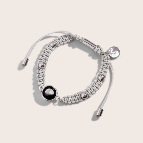 silver plated adjustable moon phase bracelet in sky gray 