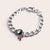 Pink Ribbon Lunar Curb Link Bracelet in Stainless Steel