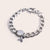 Pink Ribbon Lunar Curb Link Bracelet in Stainless Steel