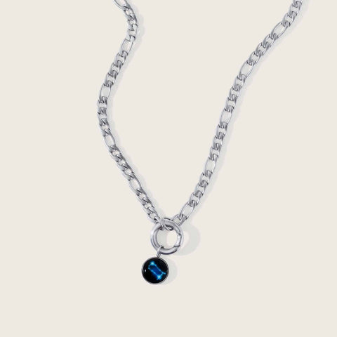 Stainless steel curb chain necklace with constellation astrology pendant 