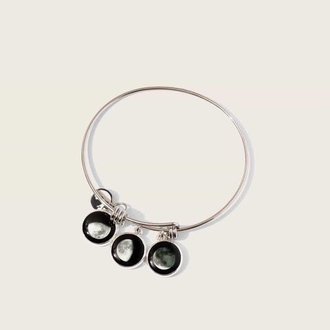 Moonstock 3-Charm Bangle Bracelet in stainless steel