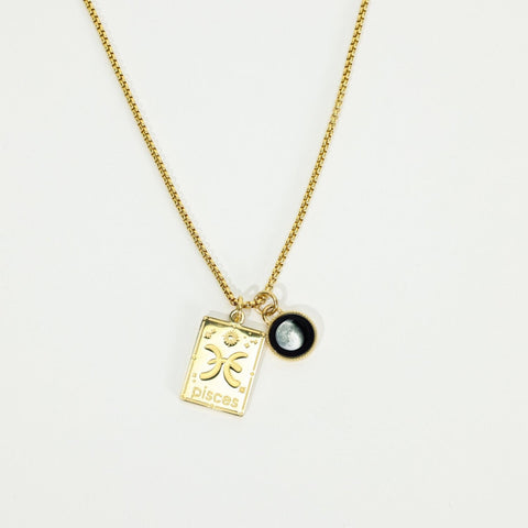 The Oracle Zodiac Card Necklace in Gold