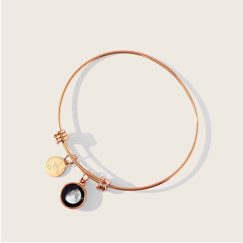 Gold plated moon phase bangle bracelet 